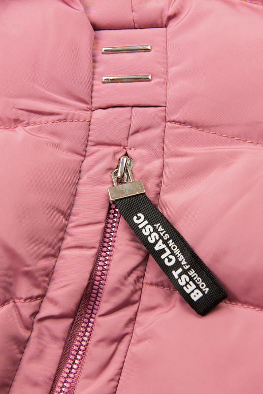 Winterjacke mit Fellimitat an der Kapuze rosa