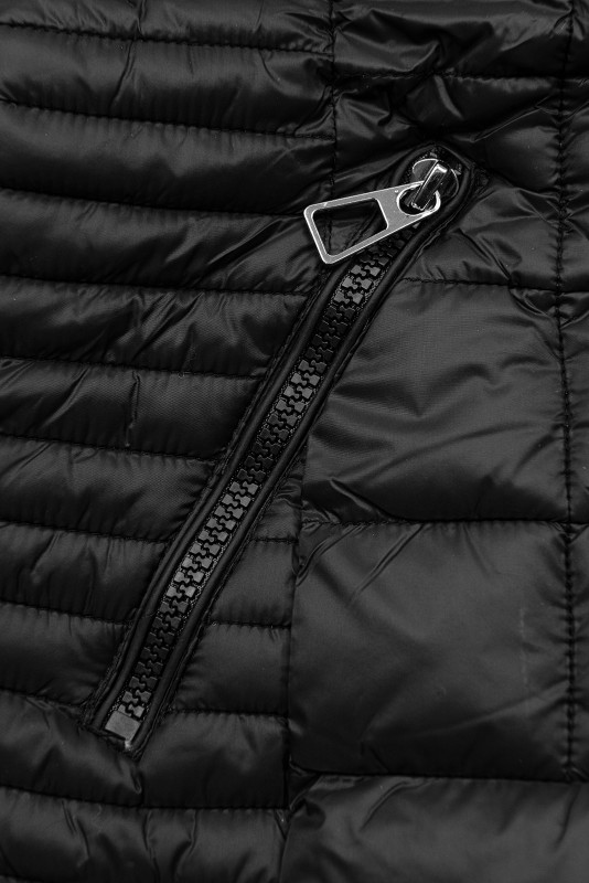 Steppjacke mit abnehmbarer Kapuze Schwarz