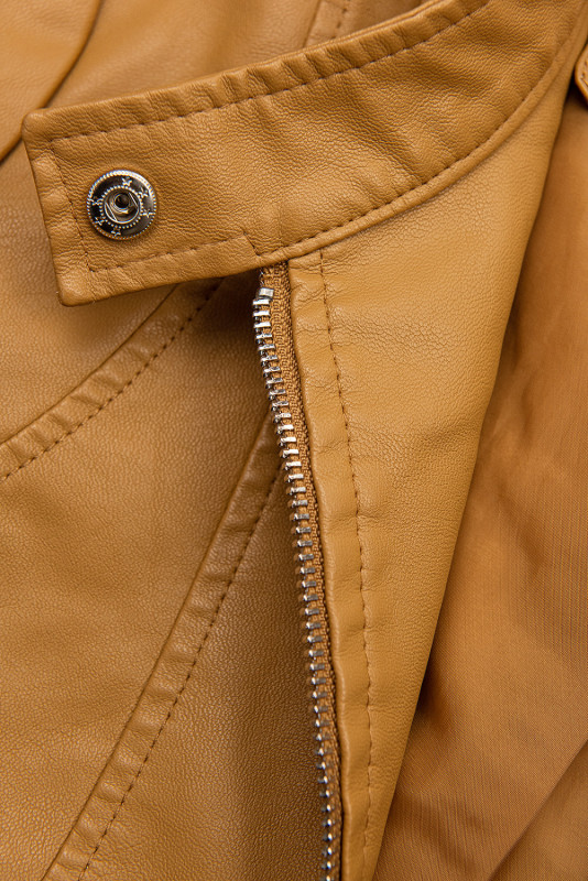 Basics Lederimitatjacke Camel Braun