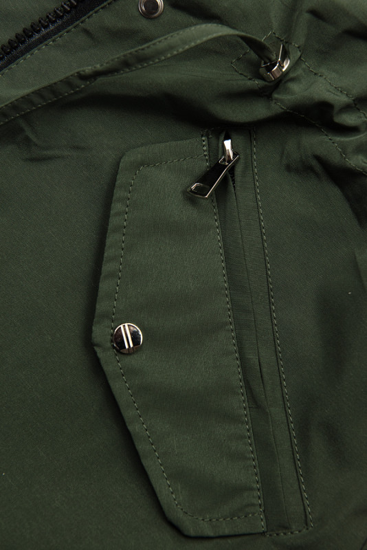 Wendejacke mit abnehmbarer Kapuze Khaki/Schwarz