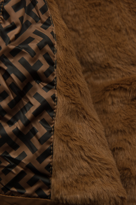 Winterjacke mit gemustertem Futter Karamellbraun