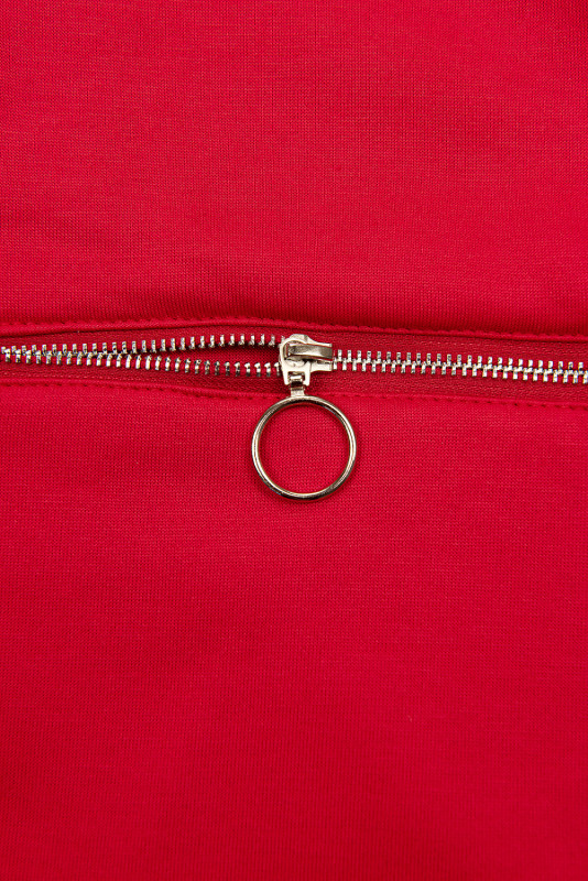 Sweatmantel in langer Form mit Kapuze rot