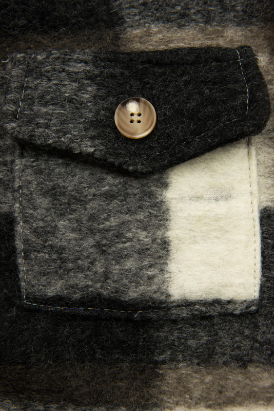 Hemdjacke in Maxilänge braun/weiß