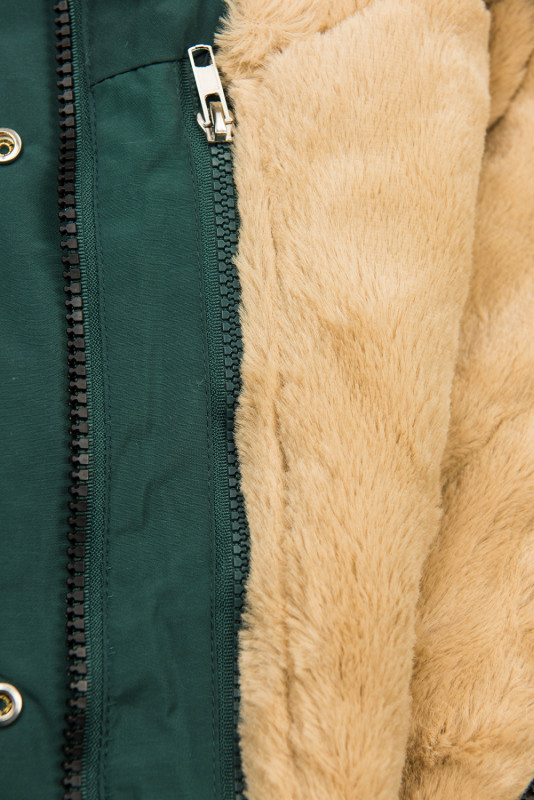 Parkajacke mit abnehmbarem Teddy-Futter grün