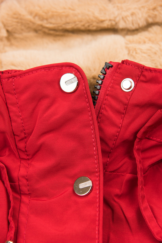 Parkajacke mit abnehmbarem Teddy-Futter rot/beige