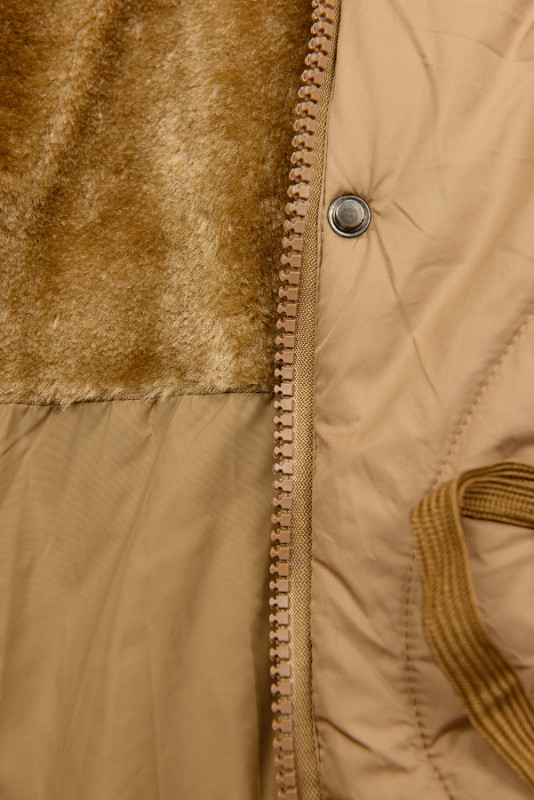 Stepp-Mantel mit Kapuze beige