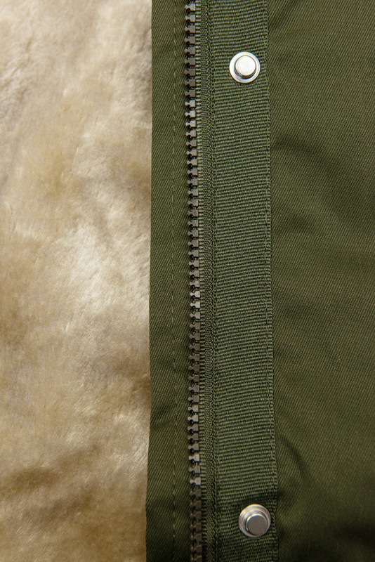 Parka mit abnehmbarem Futter und Kunstfell khaki