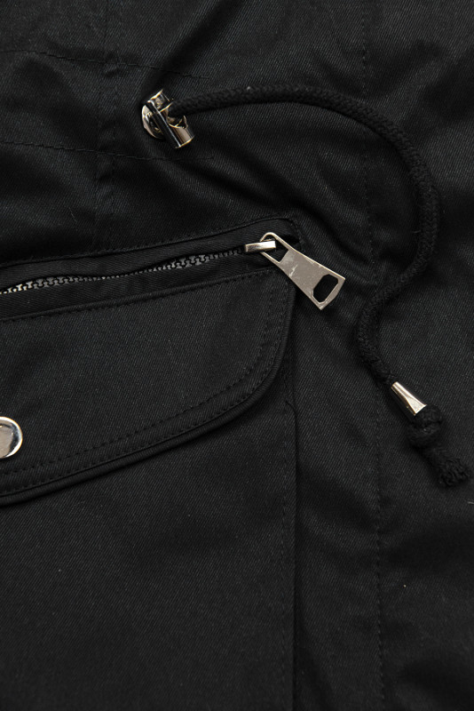 Parka mit abnehmbarem Futter und Kunstfell schwarz