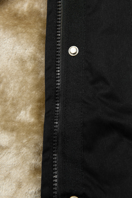 Parka mit abnehmbarem Futter und Kunstfell schwarz