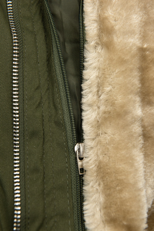 Parka mit abnehmbarem Teddyfutter khaki