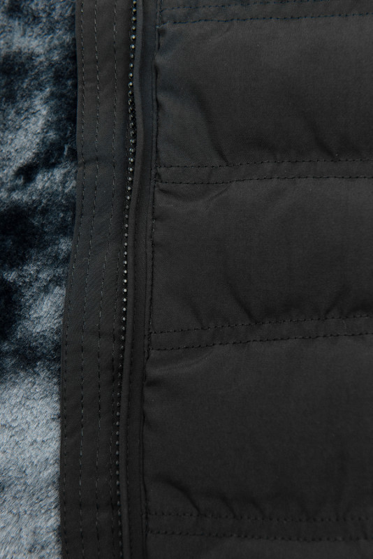 Steppjacke mit Futter-Plüsch schwarz/grau