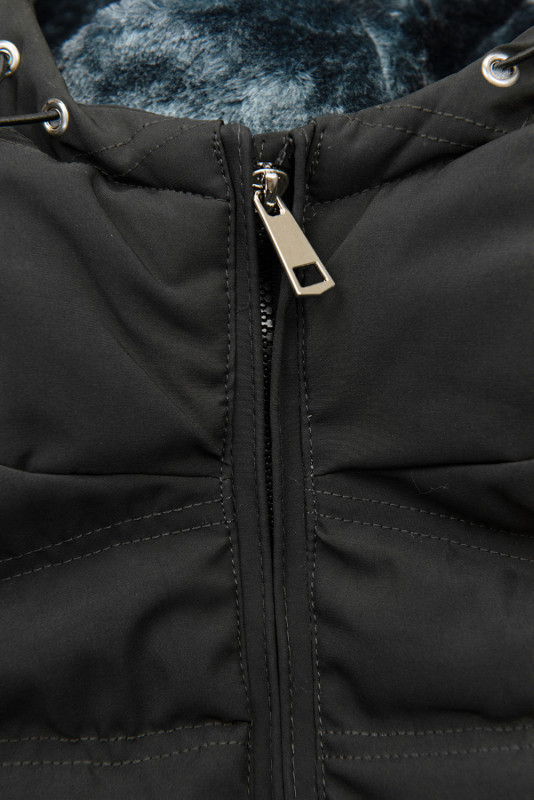 Steppjacke mit Futter-Plüsch schwarz/grau