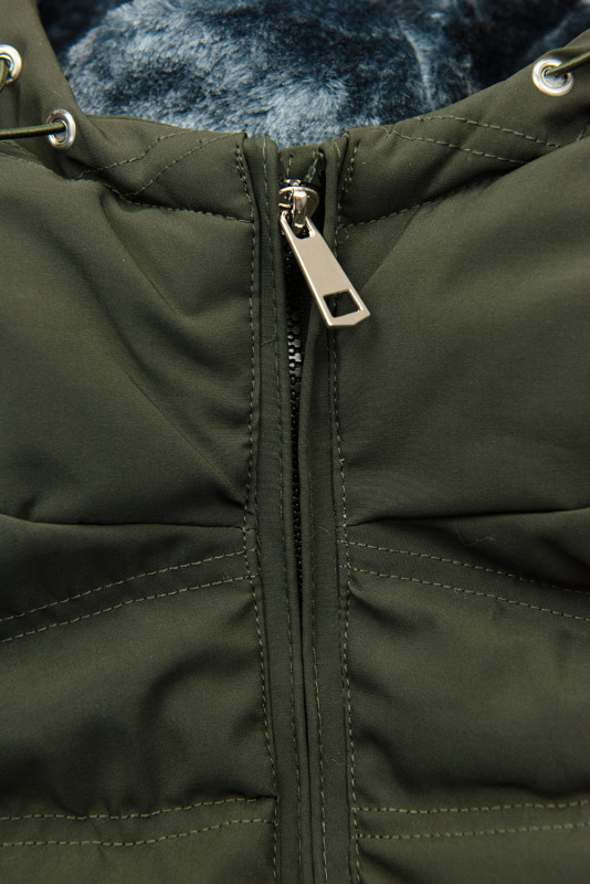 Steppjacke mit Futter-Plüsch khaki/grau