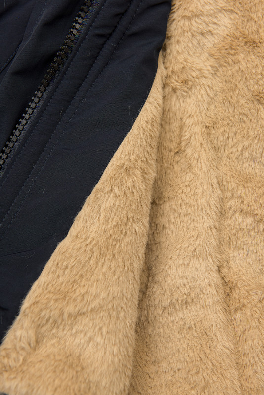 Winterjacke mit Teddy-Futter dunkelblau/beige