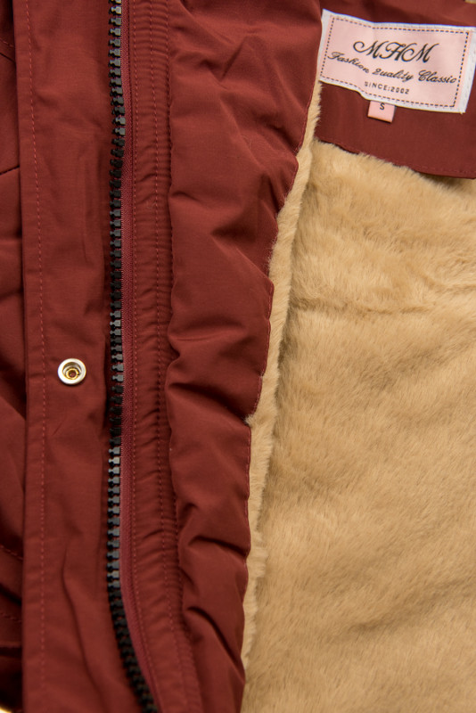 Parkajacke mit Teddy-Futter braunrot