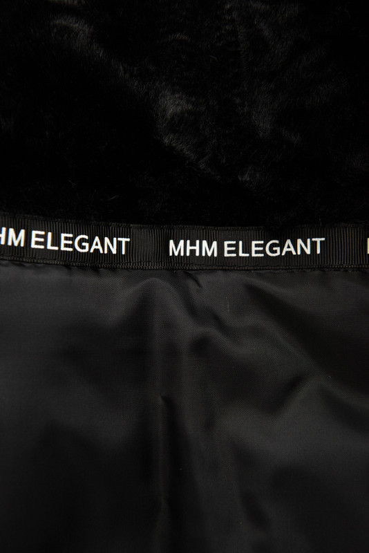 Wintermantel mit Kapuze und Kunstfell Schwarz