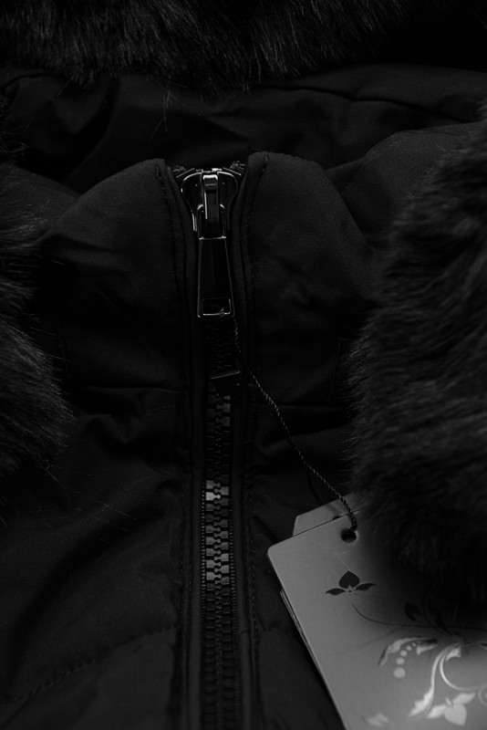 Winter Steppjacke mit Kapuze Schwarz