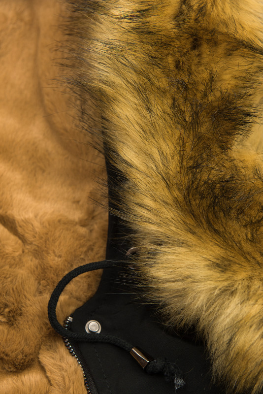 Warm gefütterter Parka mit Kapuze schwarz