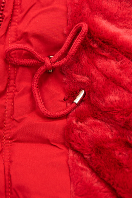 Parka mit abnehmbaren Fellimitat rot/rot