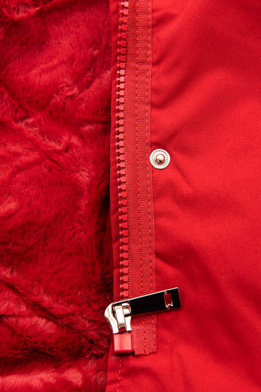 Parka mit abnehmbaren Fellimitat rot/rot
