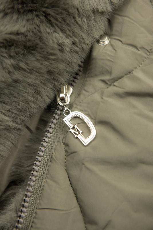 Damen-Steppjacke mit verstellbarer Taille Khaki