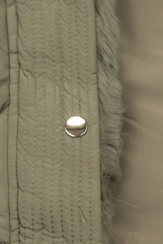Damen-Steppjacke mit verstellbarer Taille Khaki