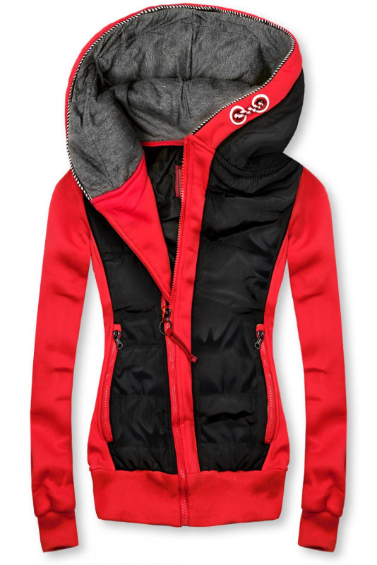 Sportliche Sweatjacke rot/schwarz