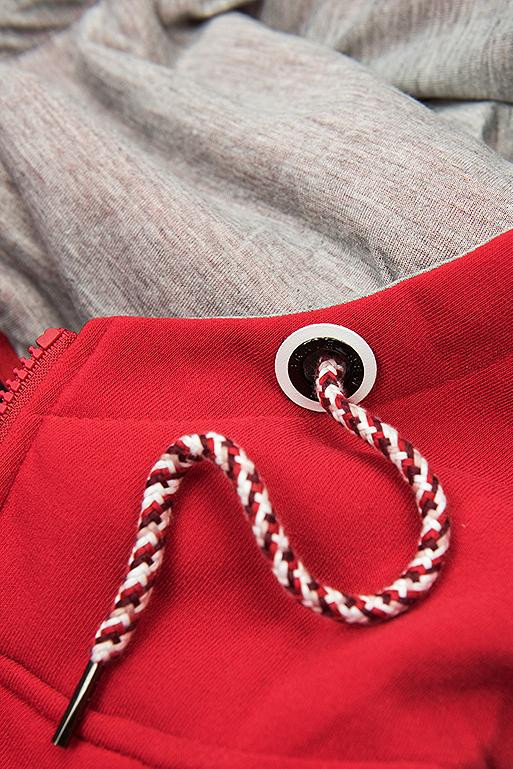 Sweatjacke in langer Form blau/rot/grau