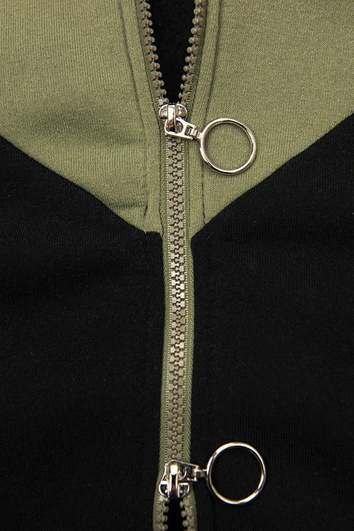 Sweatjacke in langer Form schwarz/khaki/grau
