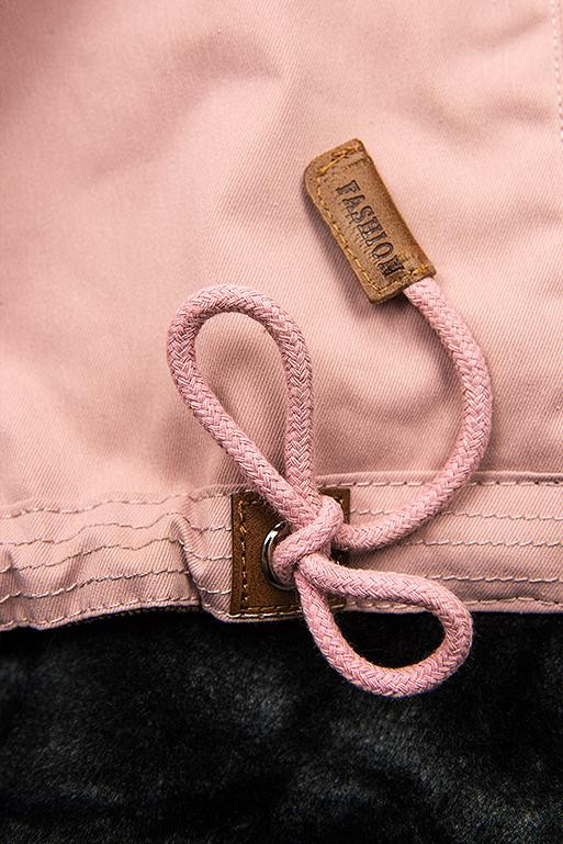 Winterparka mit Kunstfell-Kapuze rosa