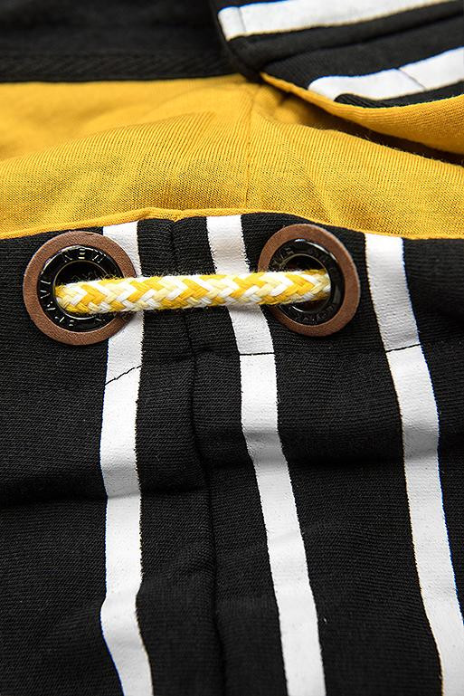 Kapuzenjacke in Streifenoptik schwarz/gelb