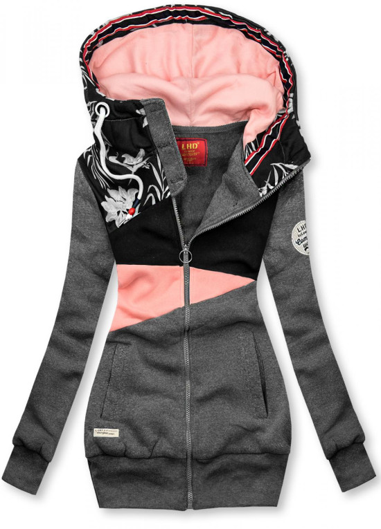 Erweitertes Sweatshirt mit Blumenmuster Graphit
