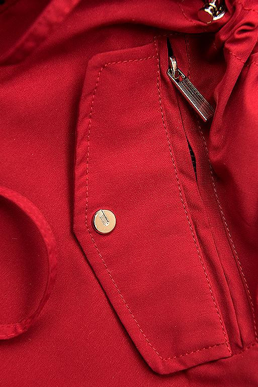 Leichter Parka mit Kapuze Rot/Hahnentrittmuster