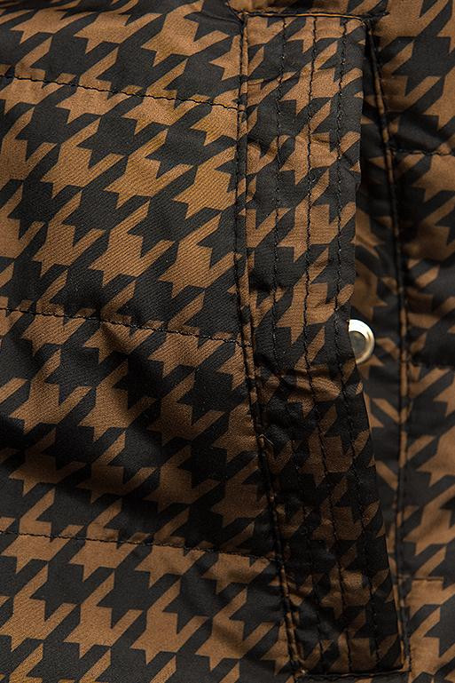 Leichter Parka mit Kapuze Schwarz/Braun Hahnentrittmuster