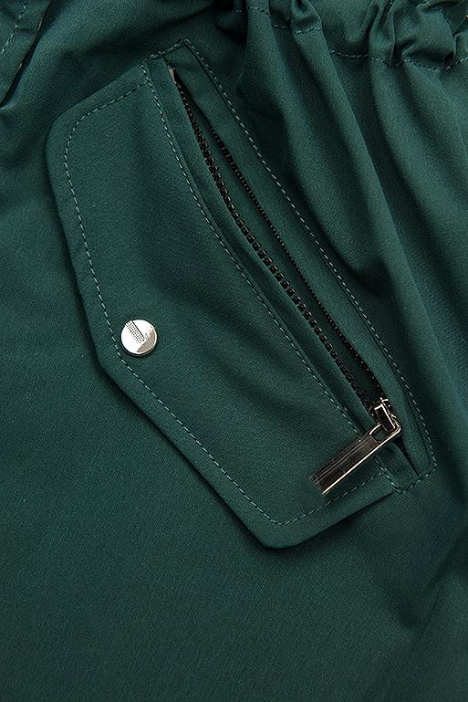 Leichter Parka mit Kapuze Grün/Hahnentrittmuster