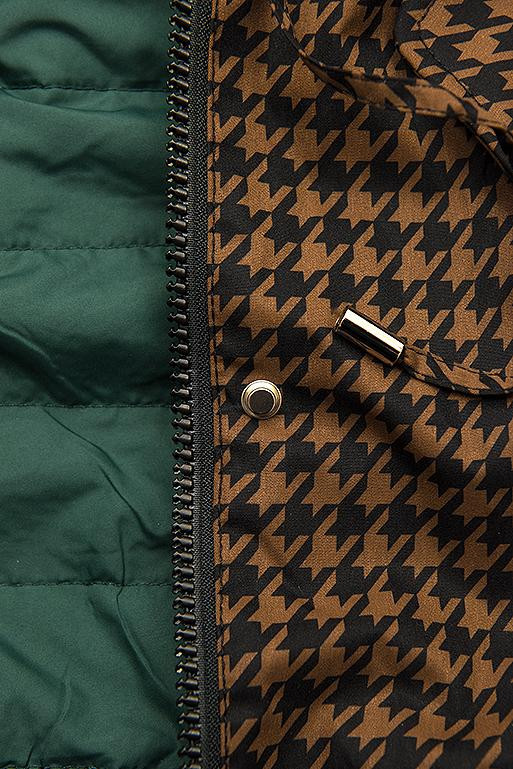 Parka mit Hahnentrittmuster braun/grün