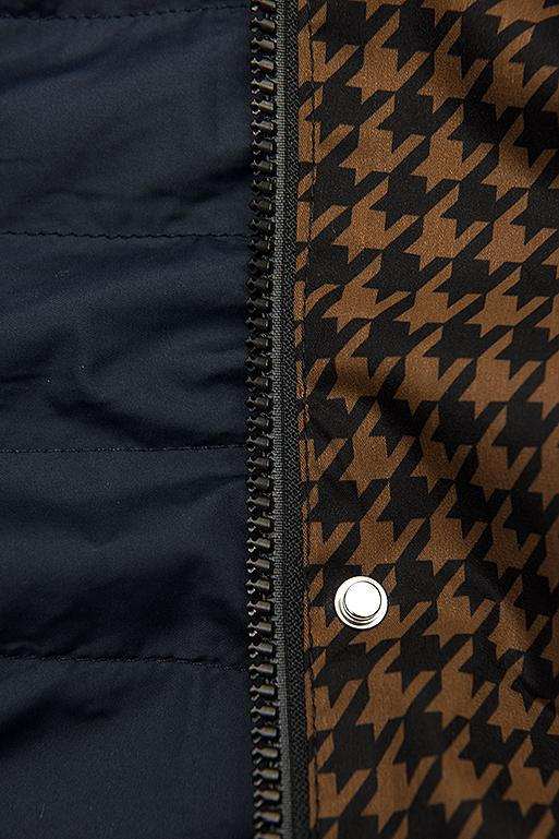 Parka mit Hahnentrittmuster braun/blau