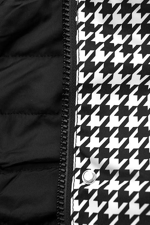 Parka mit Hahnentrittmuster/schwarz
