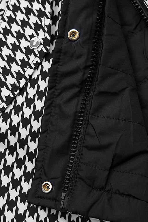 Parka mit Hahnentrittmuster/schwarz