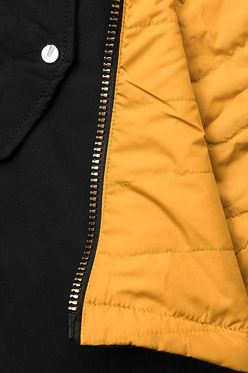 Wende-Parka mit Kapuze schwarz/gelb