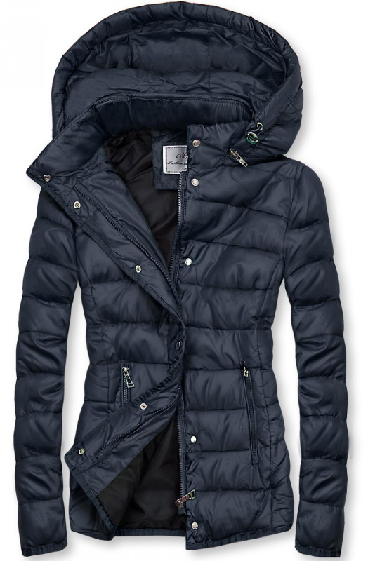 Steppjacke mit abnehmbarer Kapuze dunkelblau