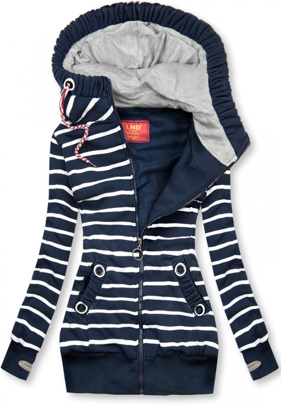 Sweatjacke in Streifenoptik dunkelblau