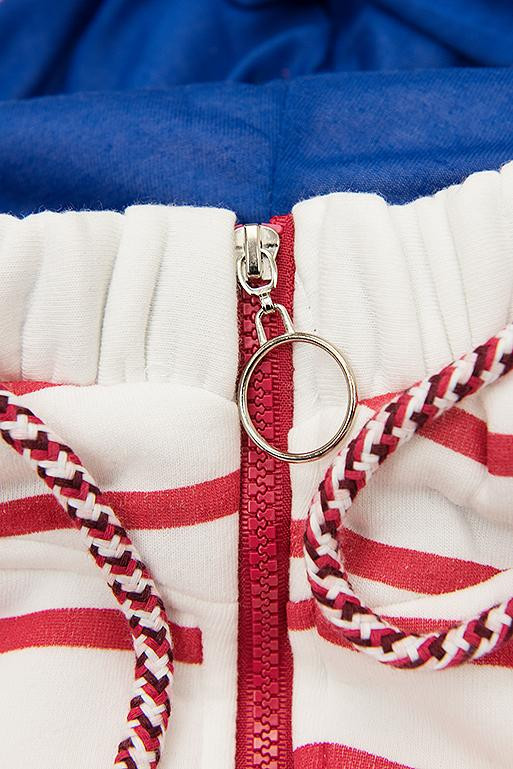 Sweatjacke in Streifenoptik weiß/rot