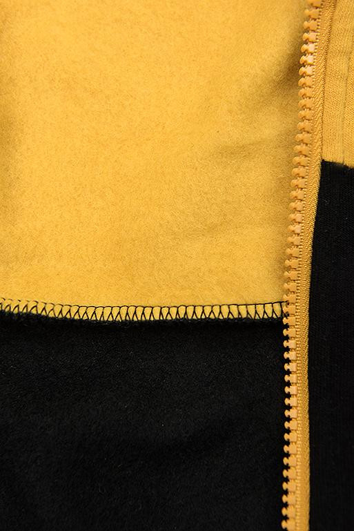 Kapuzensweatjacke in Colorblocking-Optik schwarz/gelb