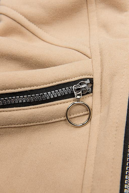 Verlängerte Sweatjacke mit Kapuze beige