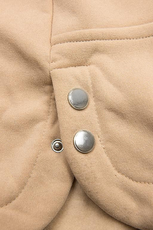 Verlängerte Sweatjacke mit Kapuze beige