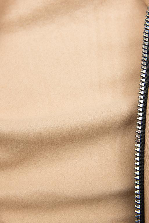 Verlängerte Sweatjacke mit Kapuze beige