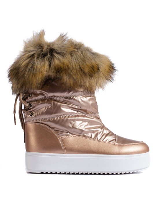 Rosa Schneestiefel mit Fell