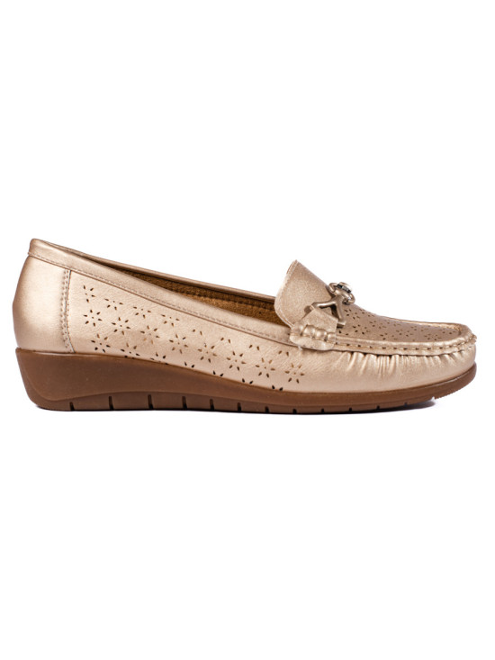 Goldene Damen Mokassins