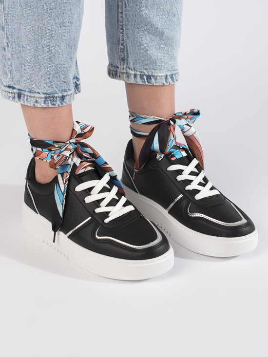 Schwarze Damen Sneaker mit Schnürung